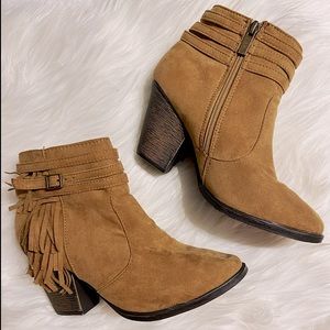 Bamboo Fringe Ankle Boots